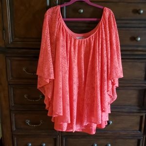 Judith March coral crochet overlay dress